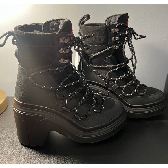 NWT Hunter Womens Discoverer Mid Lace-UP Leather Heel Boot - Picture 3 of 14